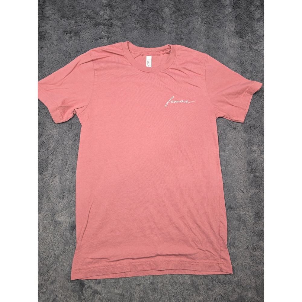 Bella Canvas Femme Graphic T-Shirt Pink Short Sleeve Crew Neck Small 0216